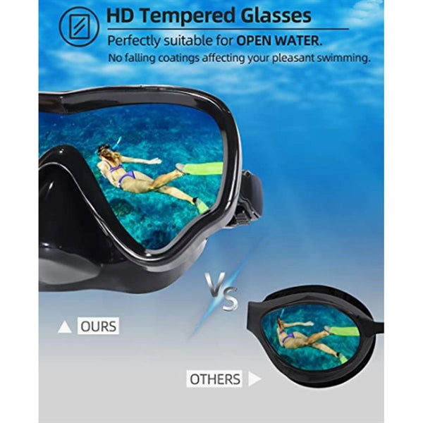 Swim Goggles Adult with Nose Cover, Clear Diving Mask Wide