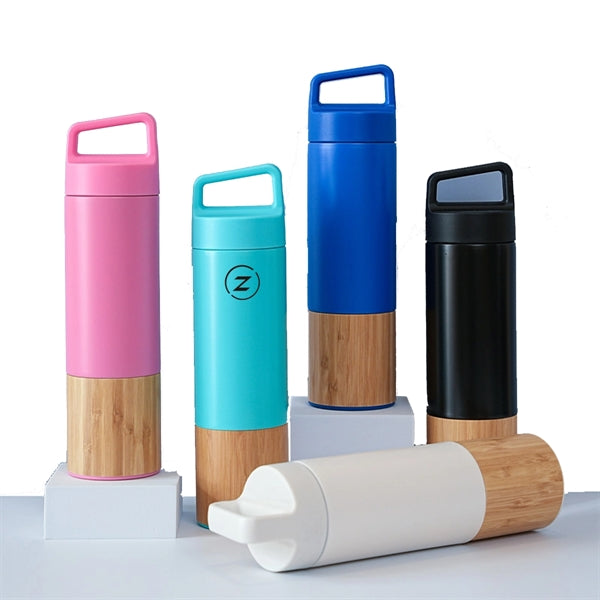 Stainless Steel Bamboo Shell 18Oz Portable Thermos Cup