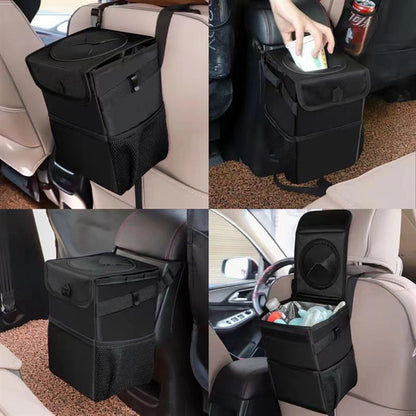 Foldable Car Trash Bag with Lid Hanging Waterproof Can