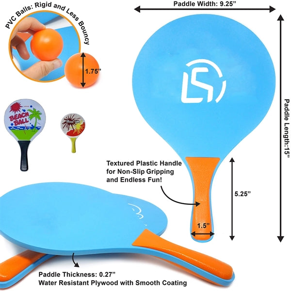 Beach Tennis Wooden Paddle Game Set