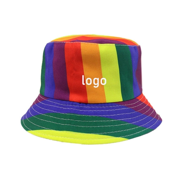 LGBT Rainbow Double-sided practicalFisherman's Hat Sun Caps