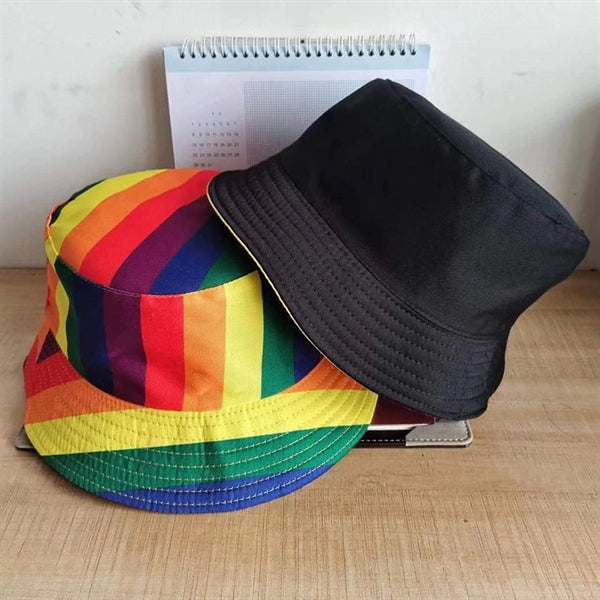LGBT Rainbow Double-sided practicalFisherman's Hat Sun Caps