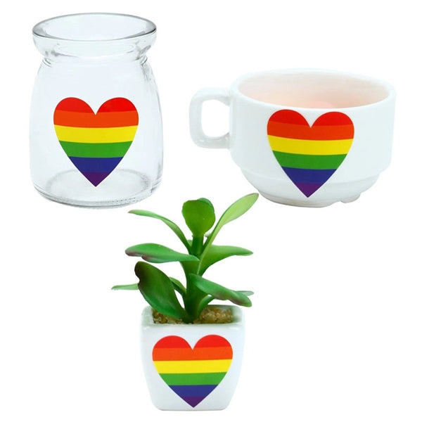 LGBT Roll Heart Shaped Gay Pride Rainbow Stickers 500 Pcs