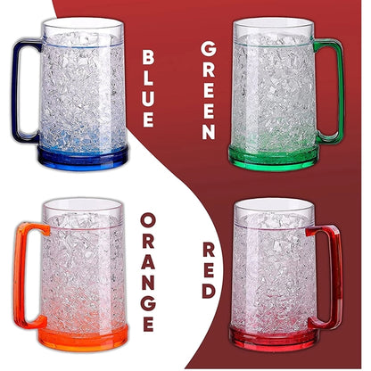 Freezer Beer Mug Cup Double Wall Insulated Gel Plastic