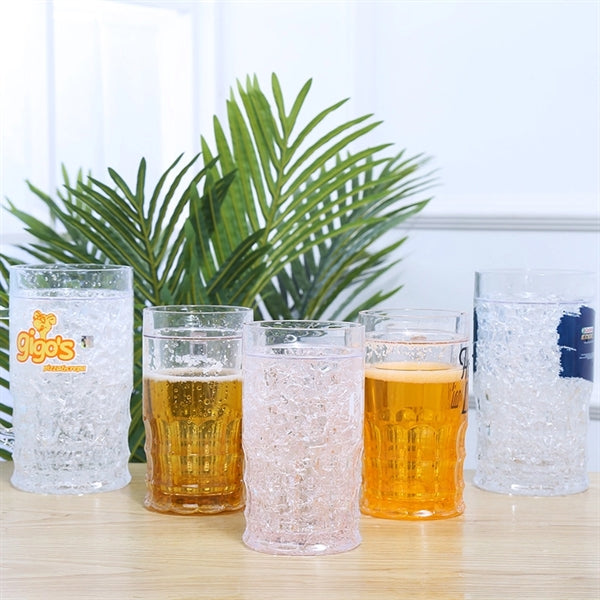 Freezer Beer Mug Cup Double Wall Insulated Gel Plastic