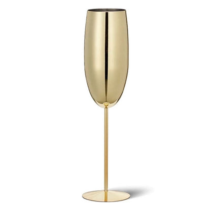 8OZ Stainless Steel Champagne Glasses Metal Stemmed Flutes