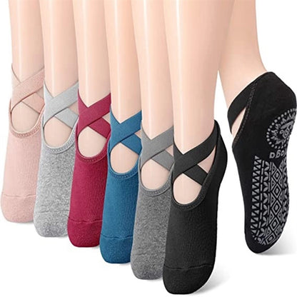 Yoga Socks for Women Non-Slip Grips & Straps