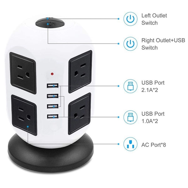 USB Ports Charger Power Tower Station Wall Adapter