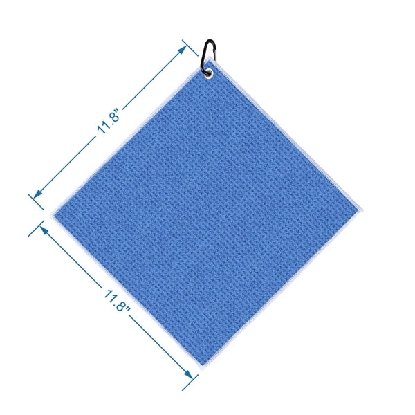 Waffle Pattern Golf Towel with Carabiner Clip (390 GSM)