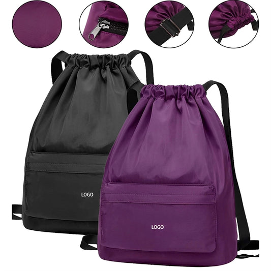 Drawstring Backpack with Pocket