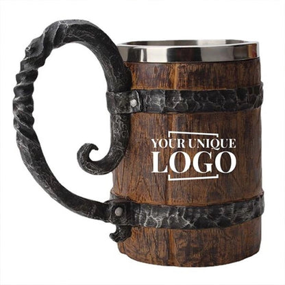 Vintage Simulation Wooden Barrel Double Layer Beer Mug