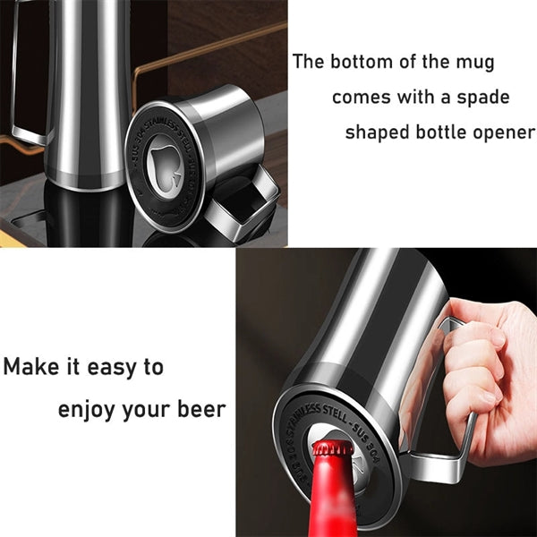 25 oz Stainless Steel Beer Mug With opener With Handle