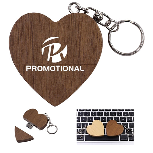 Wood Couple Heart Shape U Disk