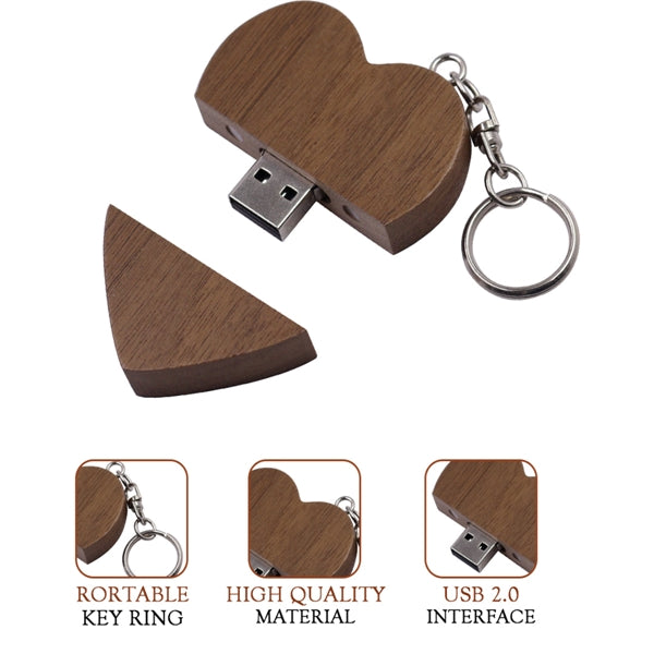 Wood Couple Heart Shape U Disk