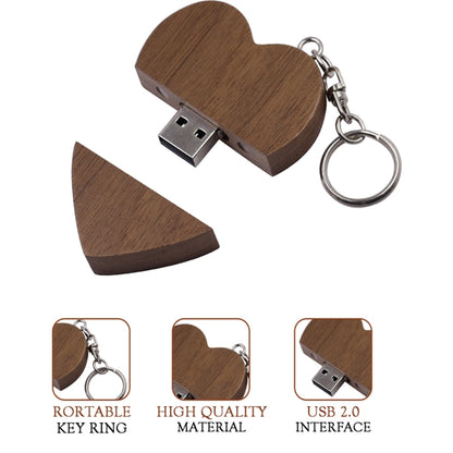 Wood Couple Heart Shape U Disk