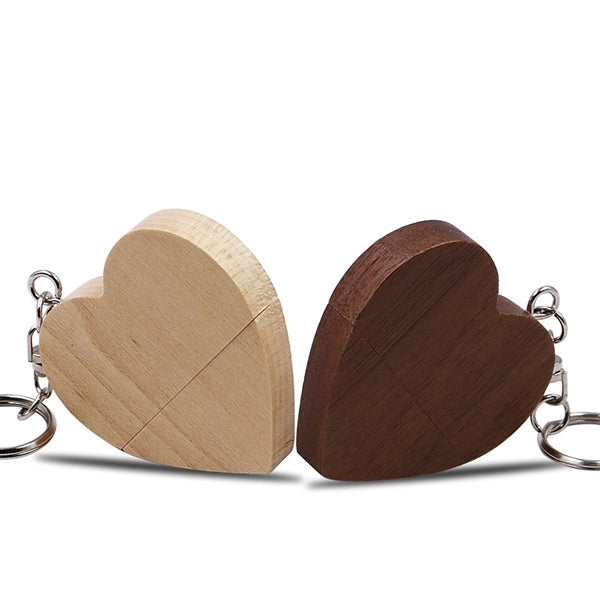 Wood Couple Heart Shape U Disk