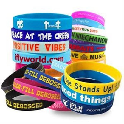 1/4" Debossed Color Filled Wristband