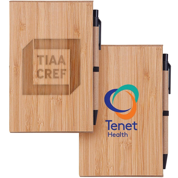 4x6 Bamboo Phone Holder Notepad & Pen Set with Sticky Notes