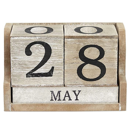 Wooden Perpetual Block Calendar for Desk