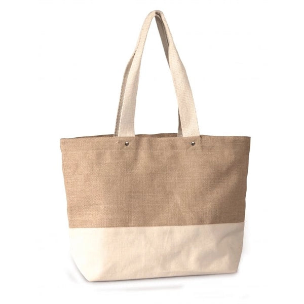 Jute and Cotton Shopping Bag with Rivets