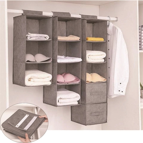 Closet Organizer Folding Hanging Storage Bag With Pockets