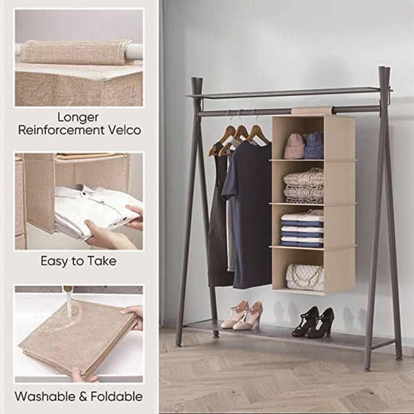 Closet Organizer Folding Hanging Storage Bag With Pockets
