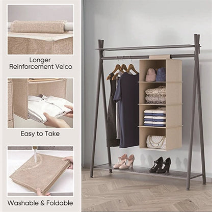 Closet Organizer Folding Hanging Storage Bag With Pockets