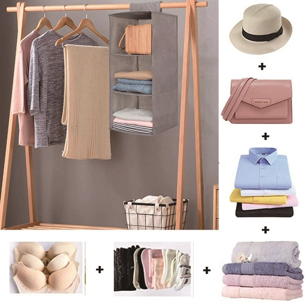 Closet Organizer Folding Hanging Storage Bag With Pockets