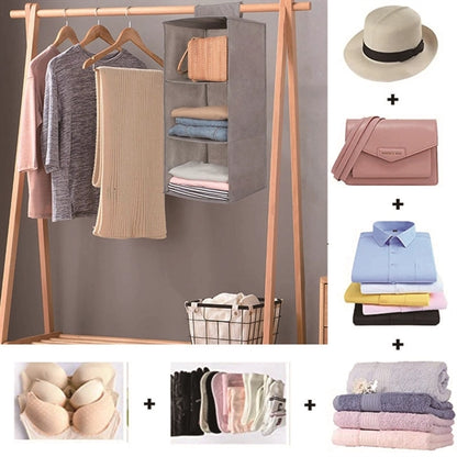 Closet Organizer Folding Hanging Storage Bag With Pockets