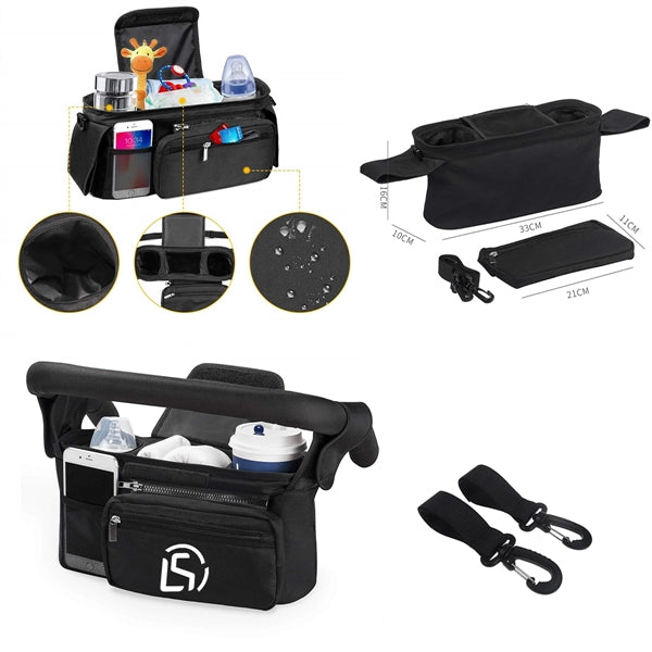 Non-Slip Stroller Organizer With Cup Holders