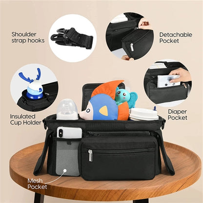 Non-Slip Stroller Organizer With Cup Holders