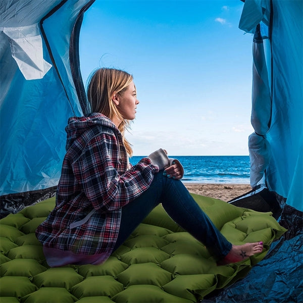 Foot Pump Sleeping Pad With Pillow For Camping