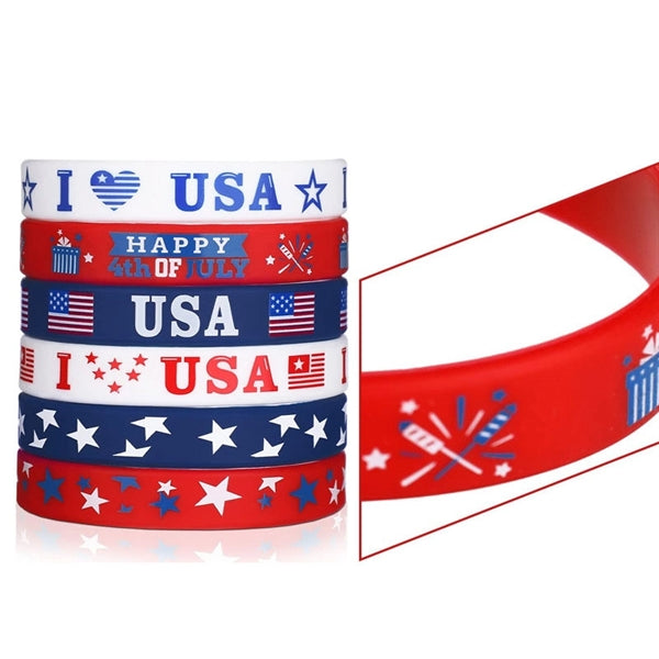 4th of July American Flag Silicone Bracelet