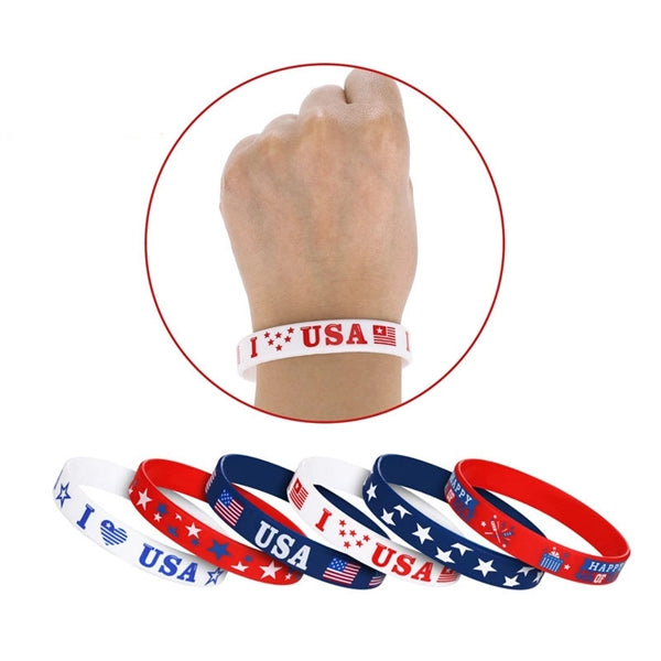 4th of July American Flag Silicone Bracelet