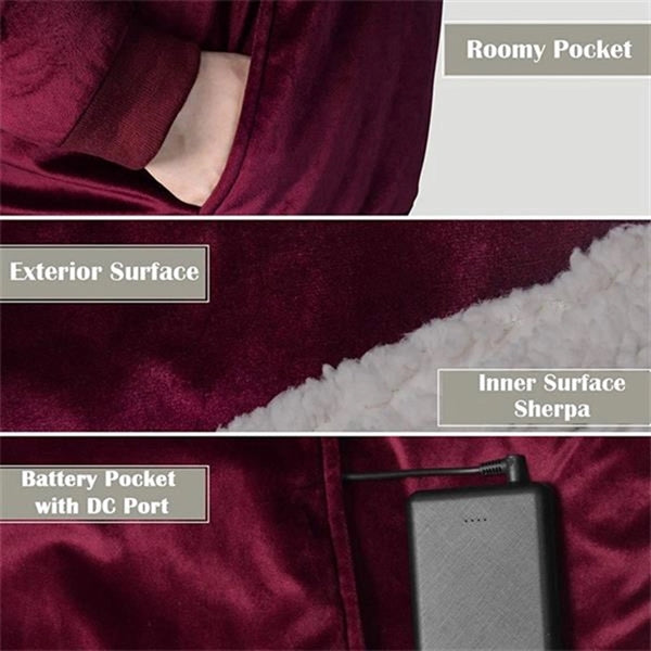 Soft Electric Blanket Heated Throw Poncho Wrap