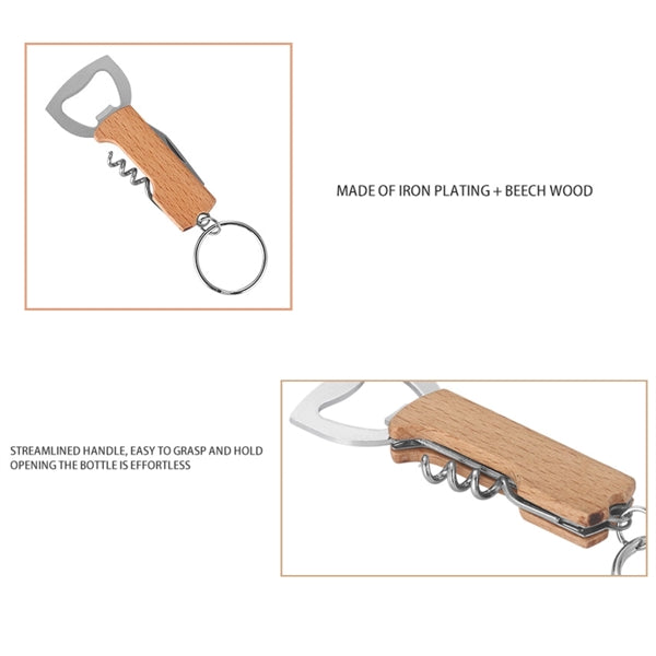 Multifunctional Wooden Bottle Opener Keychain