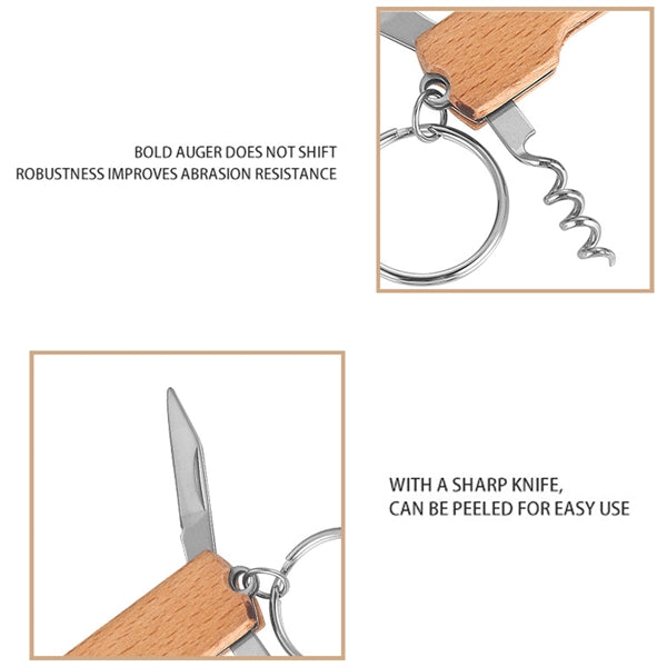 Multifunctional Wooden Bottle Opener Keychain