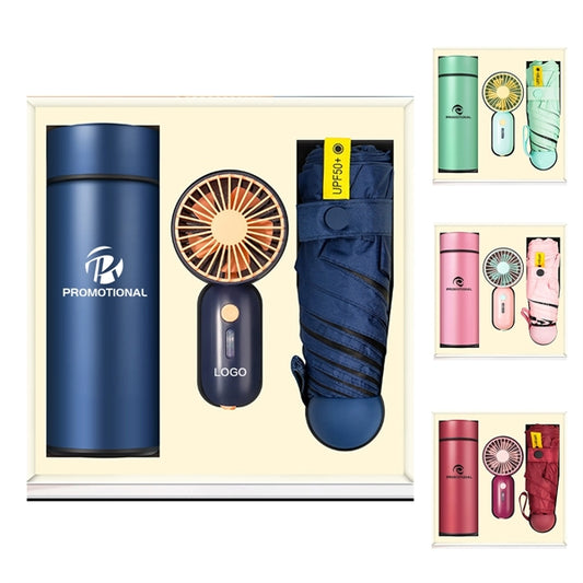 Mini Vacuum Cup Fan Umbrella Gift Set
