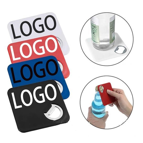 2-in-1 Square Full Color Coaster with Bottle Opener