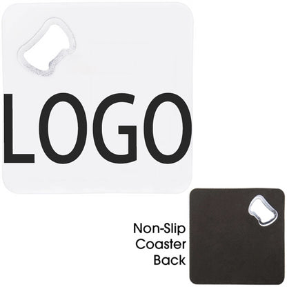 2-in-1 Square Full Color Coaster with Bottle Opener