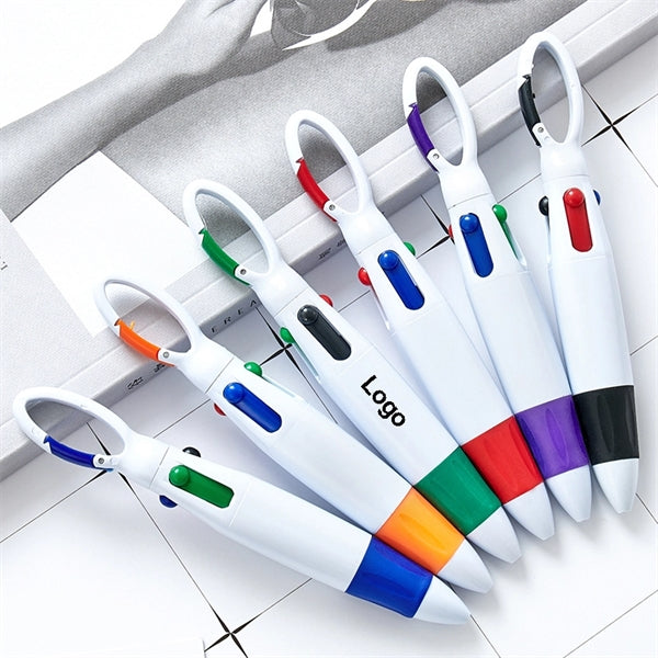 Retractable Shuttle Pen 4-in-1 Multicolor Ballpoint Keychain