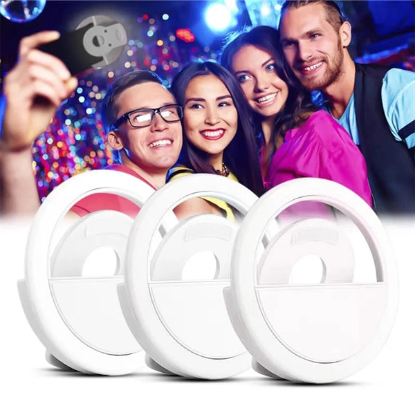 Adjustable LED Clip On Rechargeable Selfie Ring Light