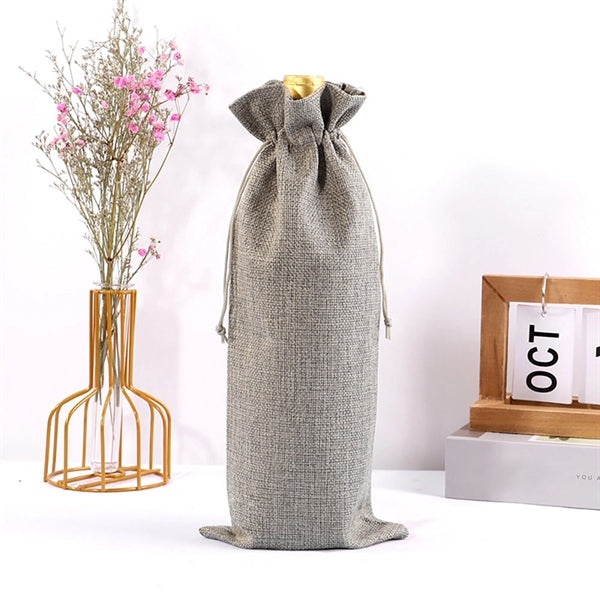 Burlap Wine Bottle Bags with Drawstring Party Favor