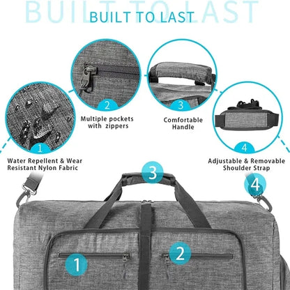 Travel Duffle Bag with Spacious Storage and Durable Design.