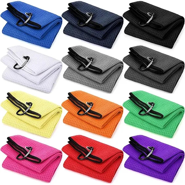 Microfiber Waffle Pattern Golf Towel with Carabiner Clip