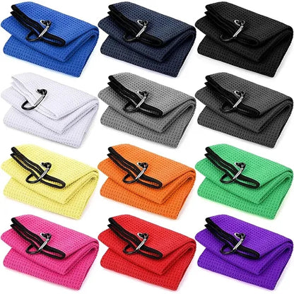 Microfiber Waffle Pattern Golf Towel with Carabiner Clip