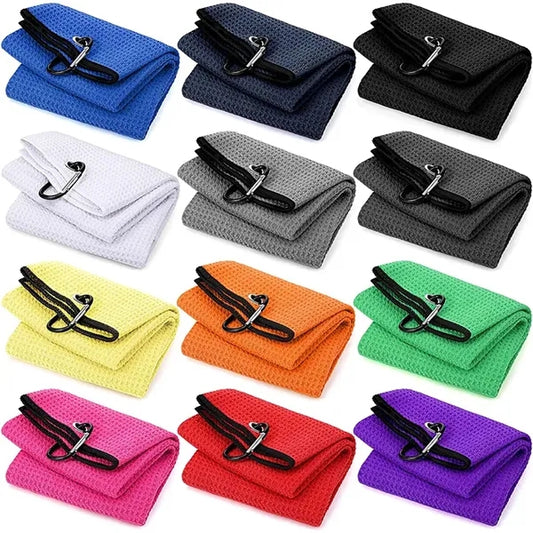 Microfiber Waffle Pattern Golf Towel with Carabiner Clip
