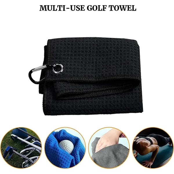 Microfiber Waffle Pattern Golf Towel with Carabiner Clip
