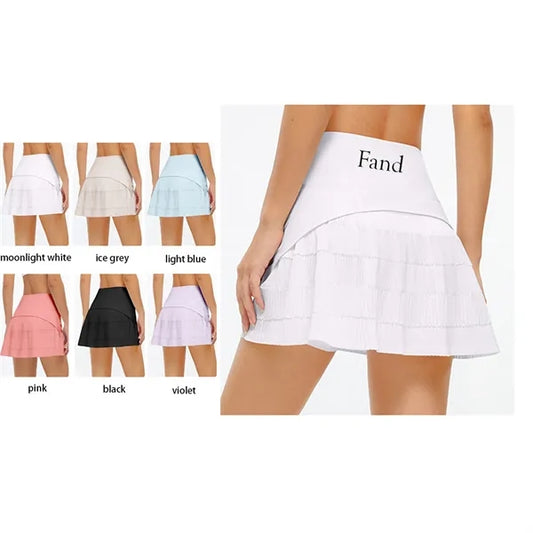 Pleated High Waist Tennis Skirt With Pocket