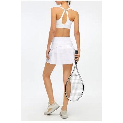 Pleated High Waist Tennis Skirt With Pocket